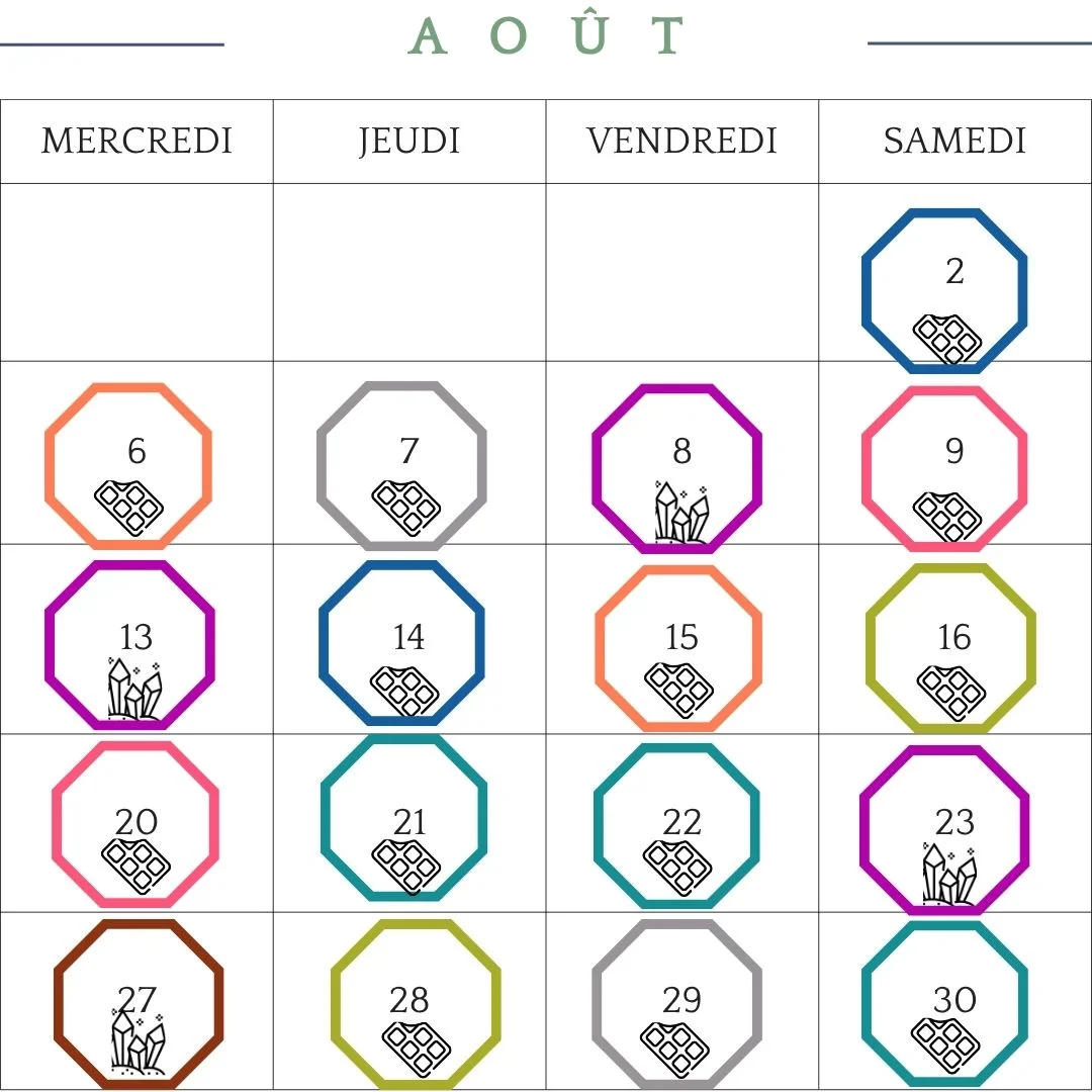 Calendrier des ateliers thématiques de vin de Les Epicurieuses en aout