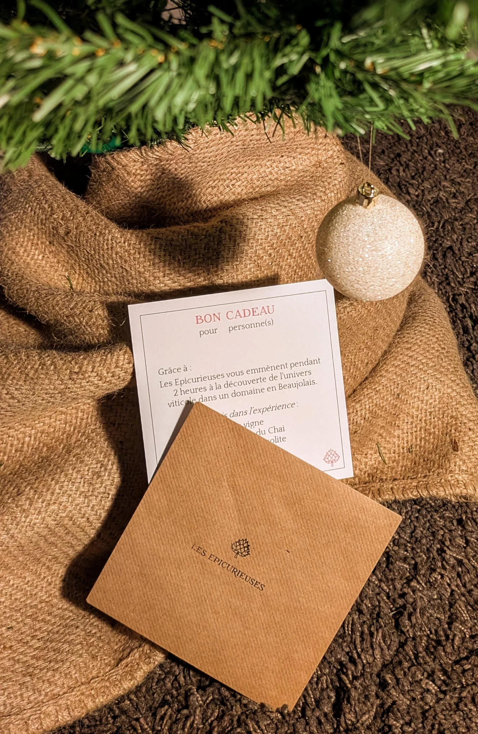 Enveloppe bon cadeau noel sapin voyage immersif les epicurieuses R