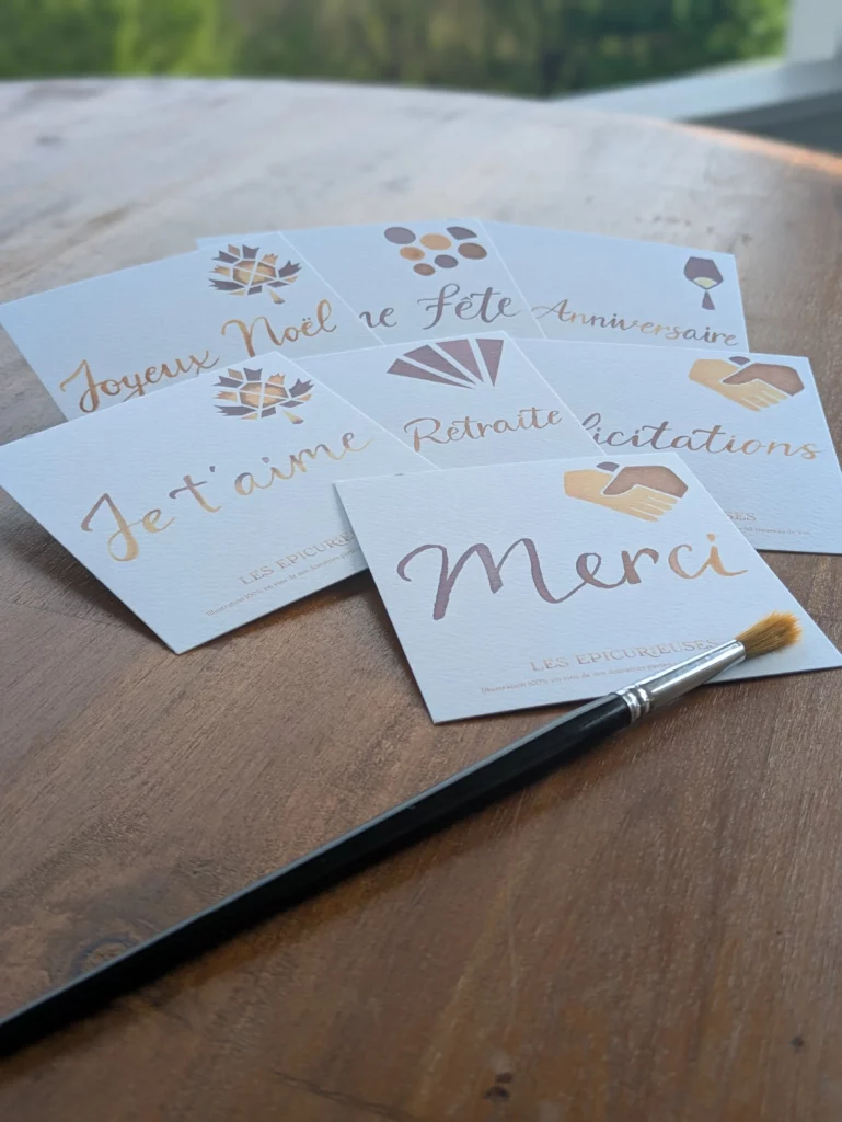 Carte message en peinture au vin