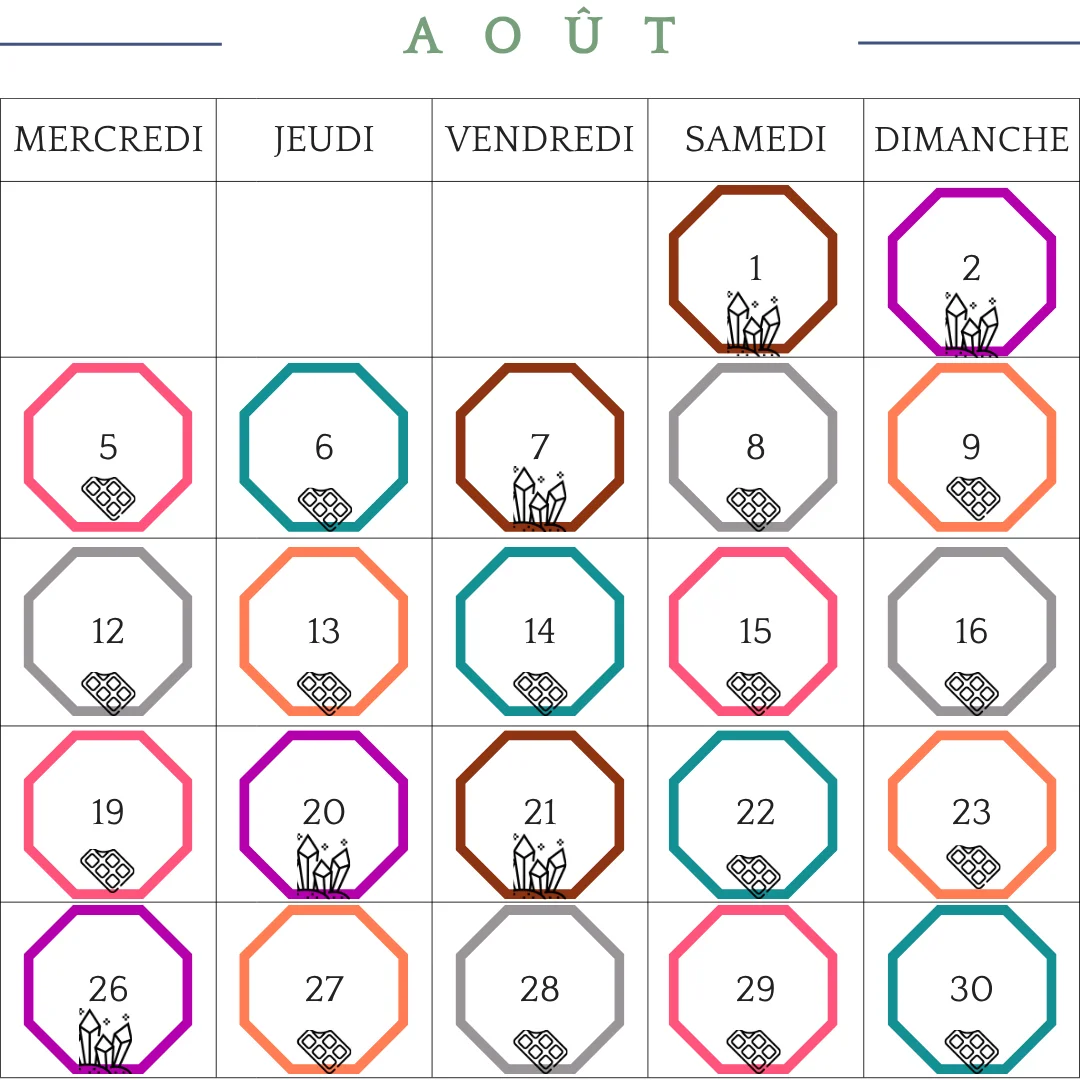 Agenda aout 2026 Les Epicurieuses