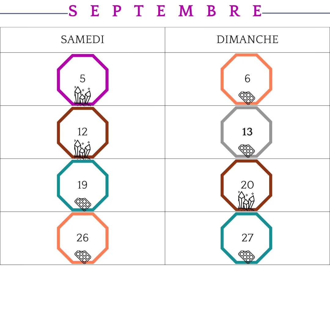 Agenda septembre 2026 Les Epicurieuses