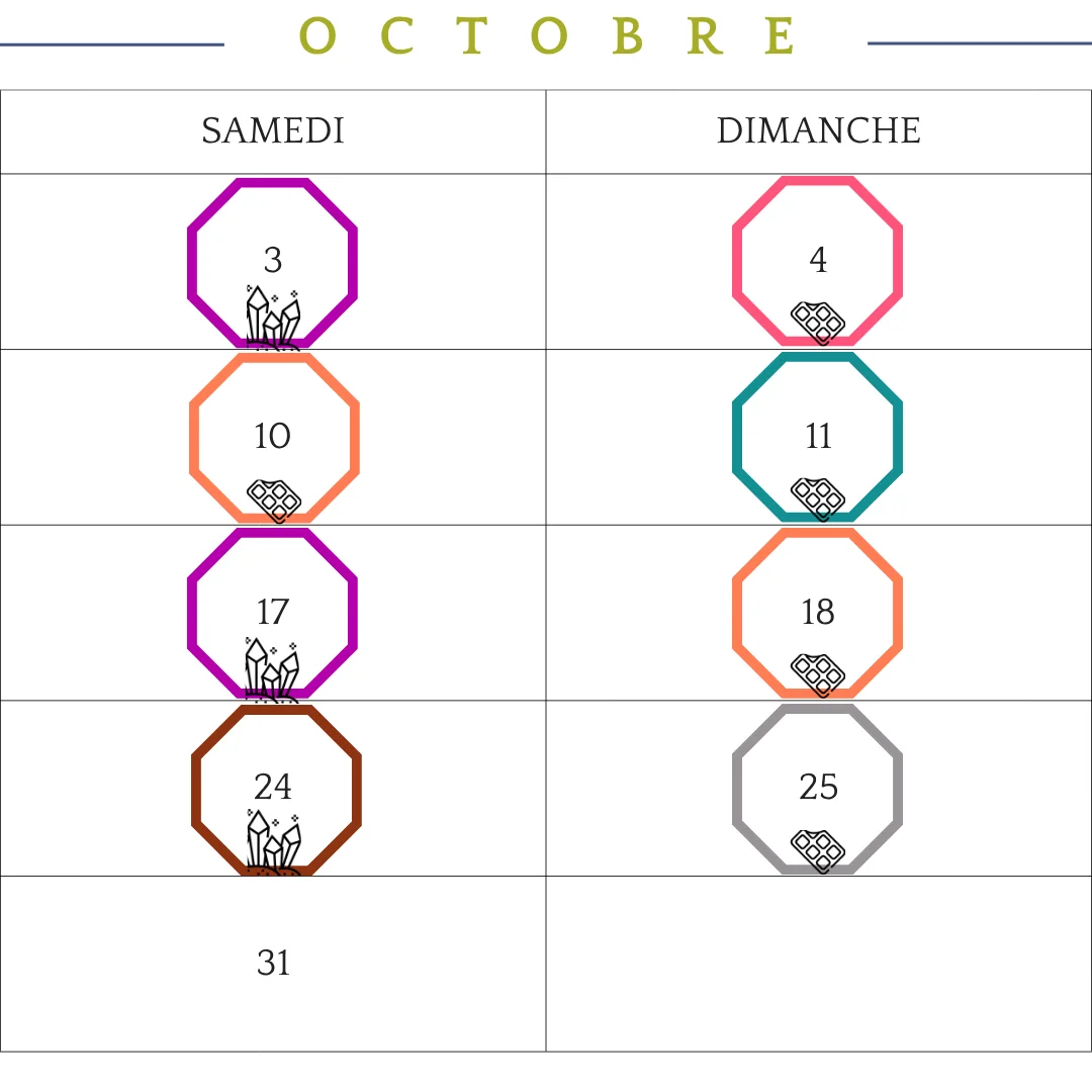 Agenda octobre 2026 Les Epicurieuses